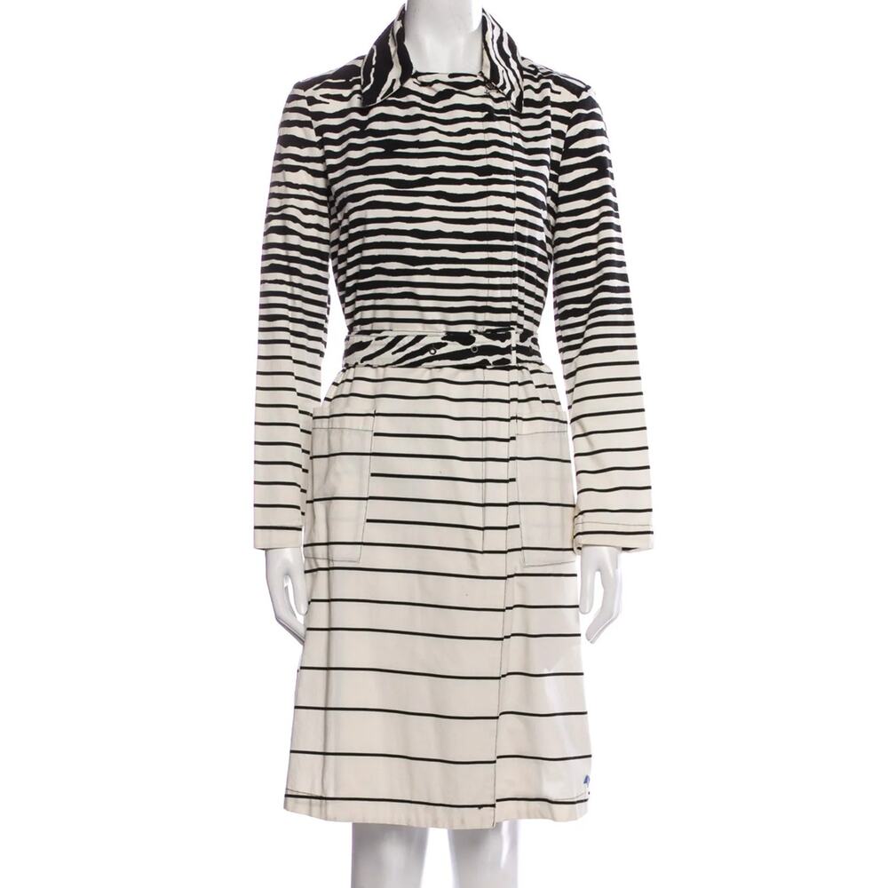 Alexander McQueen Vintage Black White Striped Belted Trench Coat - Picture 2 of 12